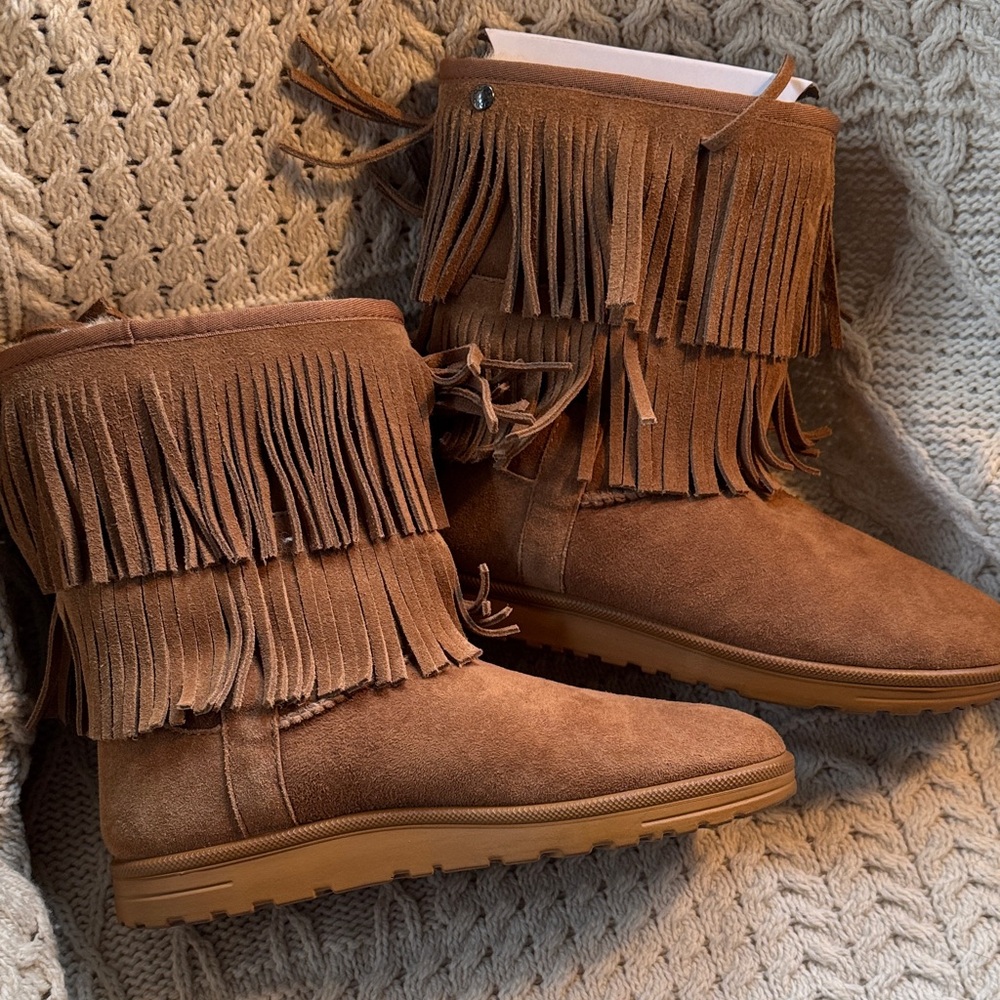 Abeo Fringe Suede Boots - Brown - Picture 4 of 4